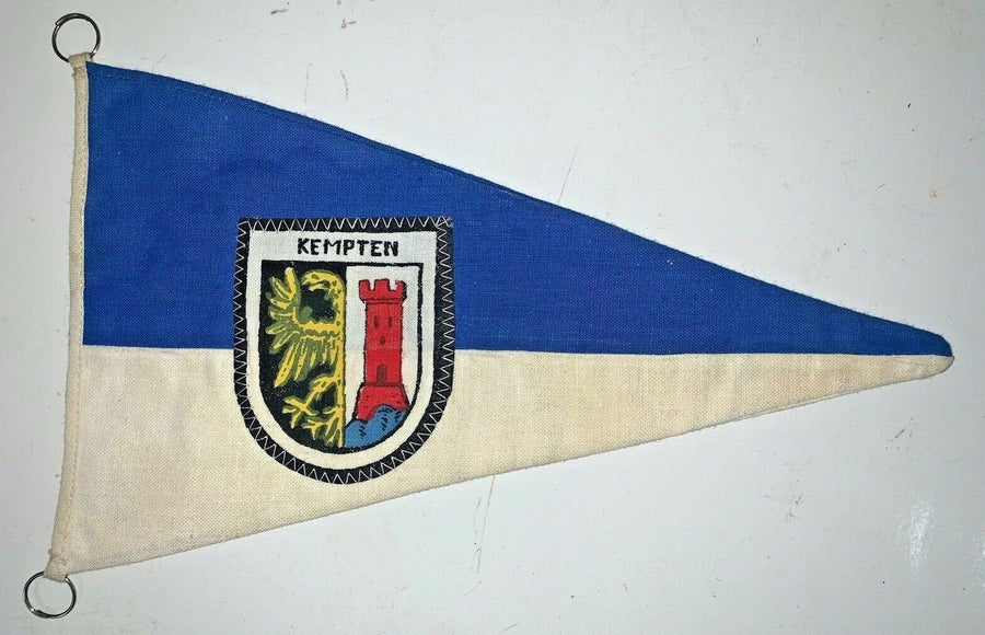 Vintage Kempten Germany Flag Blue and White Cloth Pennant
