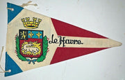 Vintage Le Havre Port Normandie France Red White and Blue Pennant