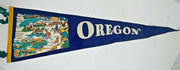 Vintage Oregon State w/ Picture of Map Blue Felt Pennant