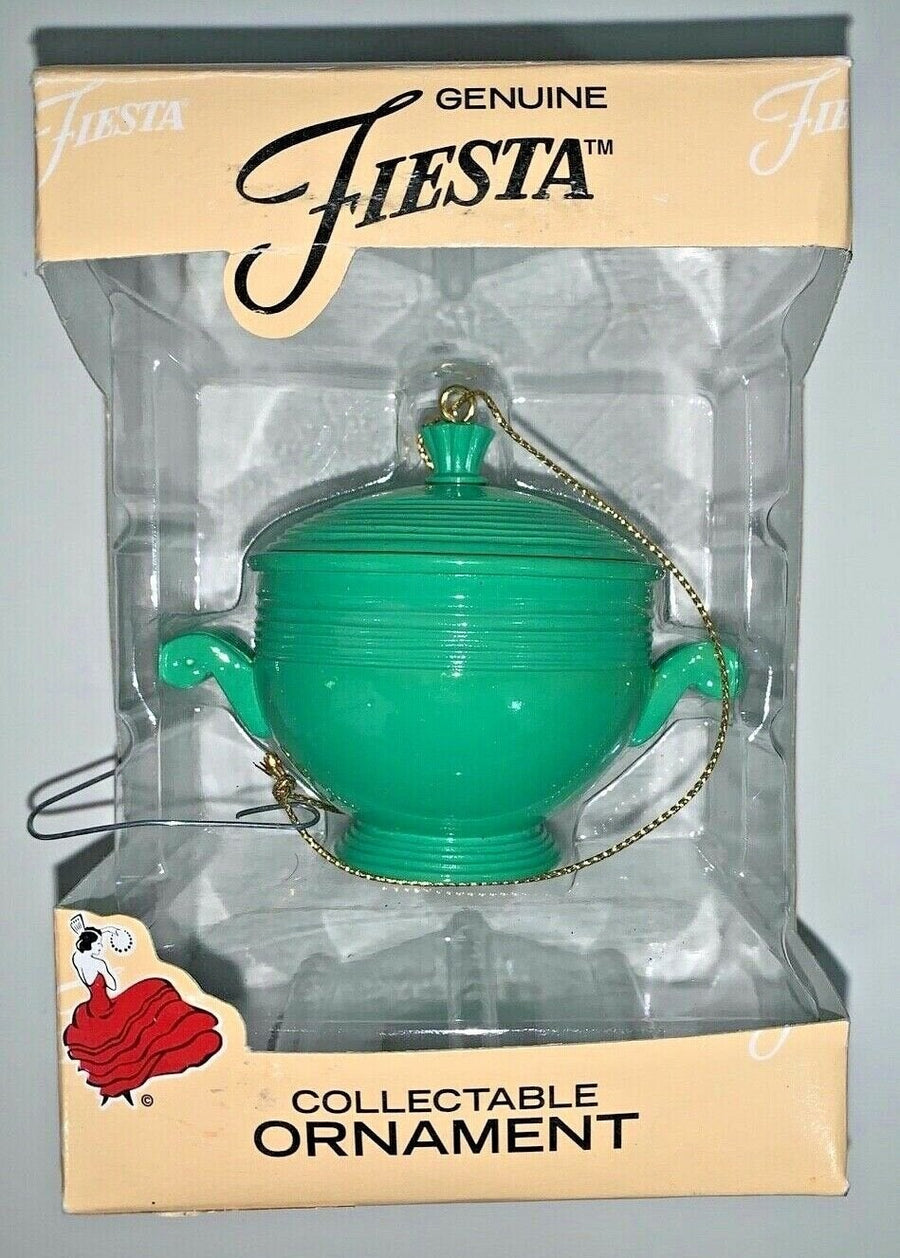 Vintage Genuine Fiesta Light Green Onion Soup Bowl Christmas Tree Ornament