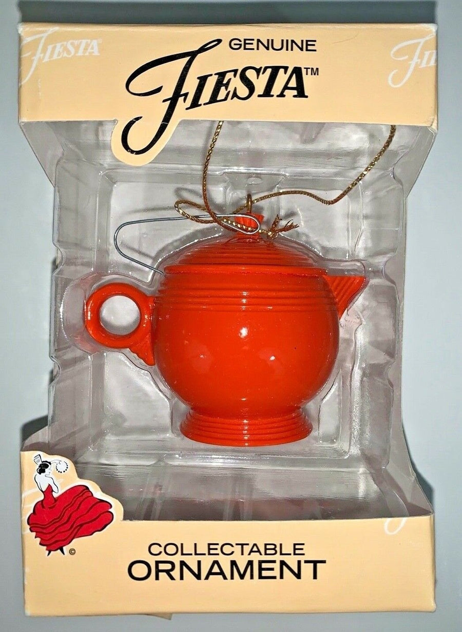 Vintage Genuine Fiesta Radioactive Red Teapot Christmas Tree Ornament