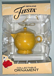 Vintage Genuine Fiesta Original Yellow Teapot Christmas Tree Ornament