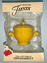 Vintage Genuine Fiesta Original Yellow Onion Soup Bowl Christmas Tree Ornament
