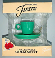 Vintage Genuine Fiesta Light Green Cup and Saucer Christmas Tree Ornament