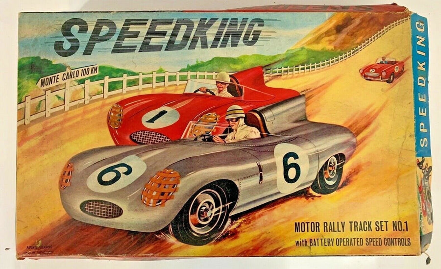 Vintage Speed King Road Racing Motor Rally Track Set No. 1 Jaguar 2 Slot Cars