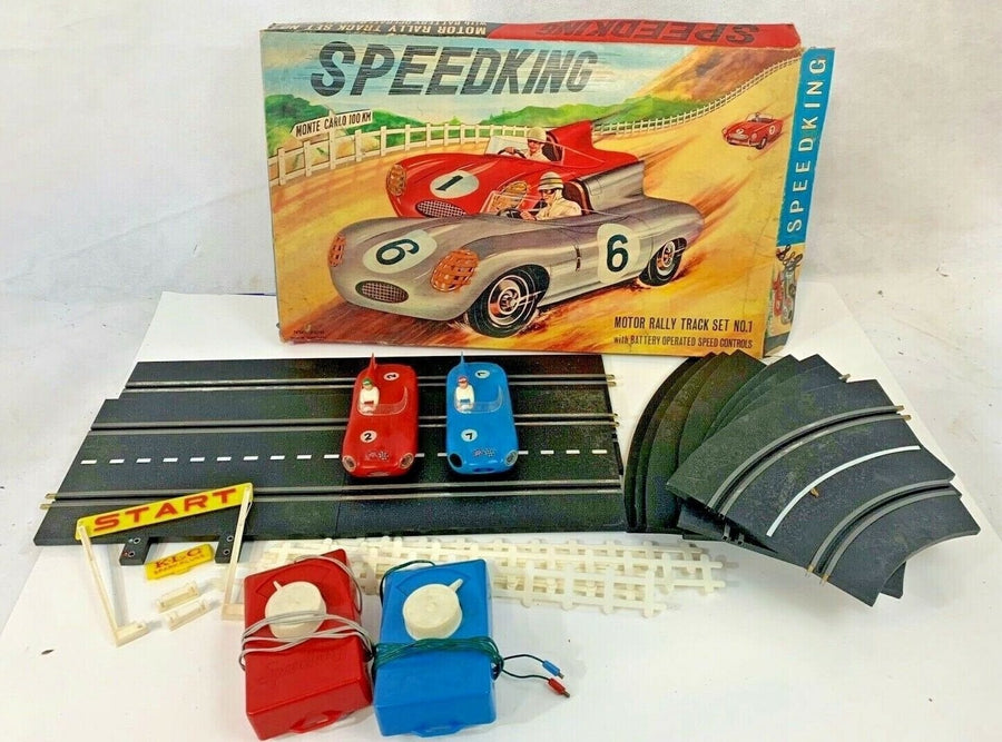 Vintage Speed King Road Racing Motor Rally Track Set No. 1 Jaguar 2 Slot Cars