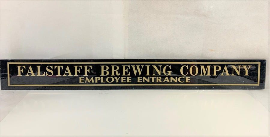Falstaff Brewing Company Employee Entrance Antique Jealousy Glass Sign