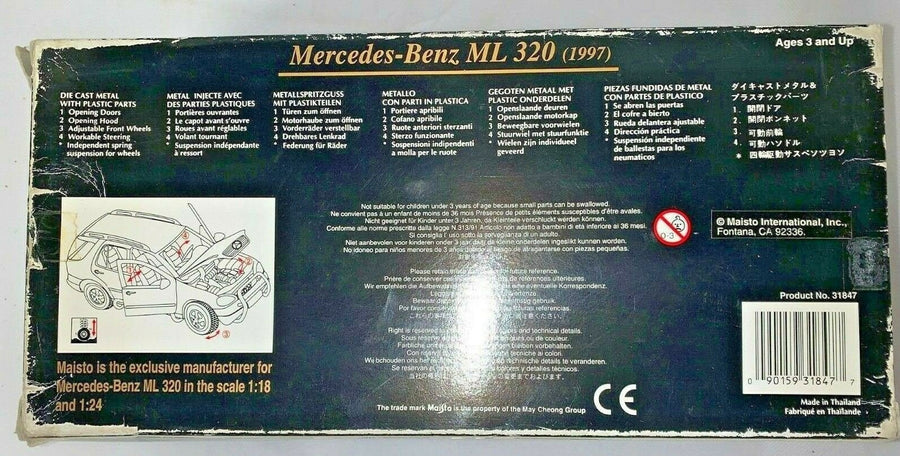 Vintage Maisto Special Edition Mercedes Benz Ml 320 1997 Diecast 1/18 Scale