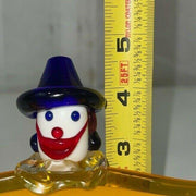 Vintage Murano Glass Hand Blown Clown Yellow and Blue Candy Dish