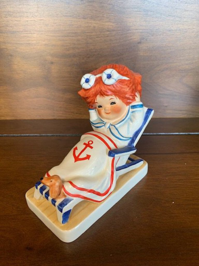 Goebel Redhead Figurine, Girl in Beach Chair