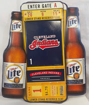 Vintage Cleveland Indians Miller Lite Tickets Beer Bottle Metal Sign