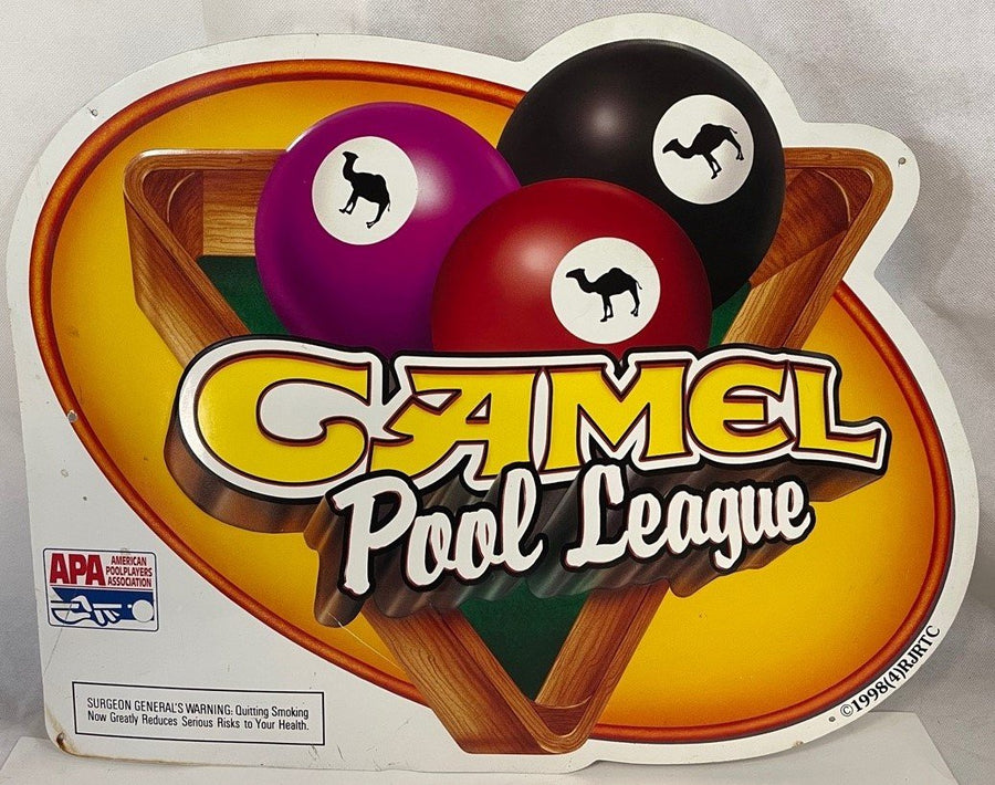 Vintage 1998 APA Camel Pool League Cigarette Metal Bar Sign
