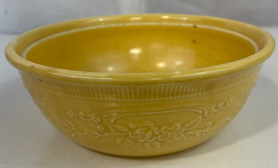 Vintage Homer Laughlin Oven Serve Yellow 8 1/2 inch Mixing Bowl Floral