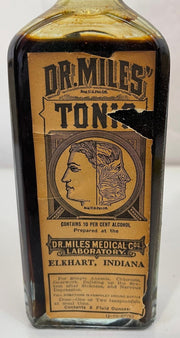 Vintage Rare Dr Miles' Tonic Medical Laboratory Glass Bottle Full