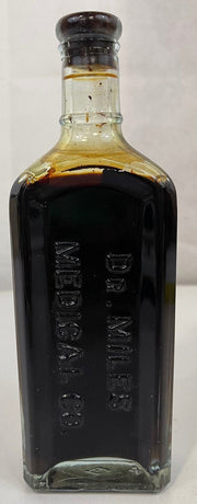 Vintage Rare Dr Miles' Tonic Medical Laboratory Glass Bottle Full