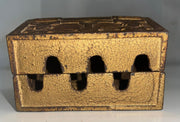Vintage Cast Iron Gold Treasure Chest Old Coin Bank