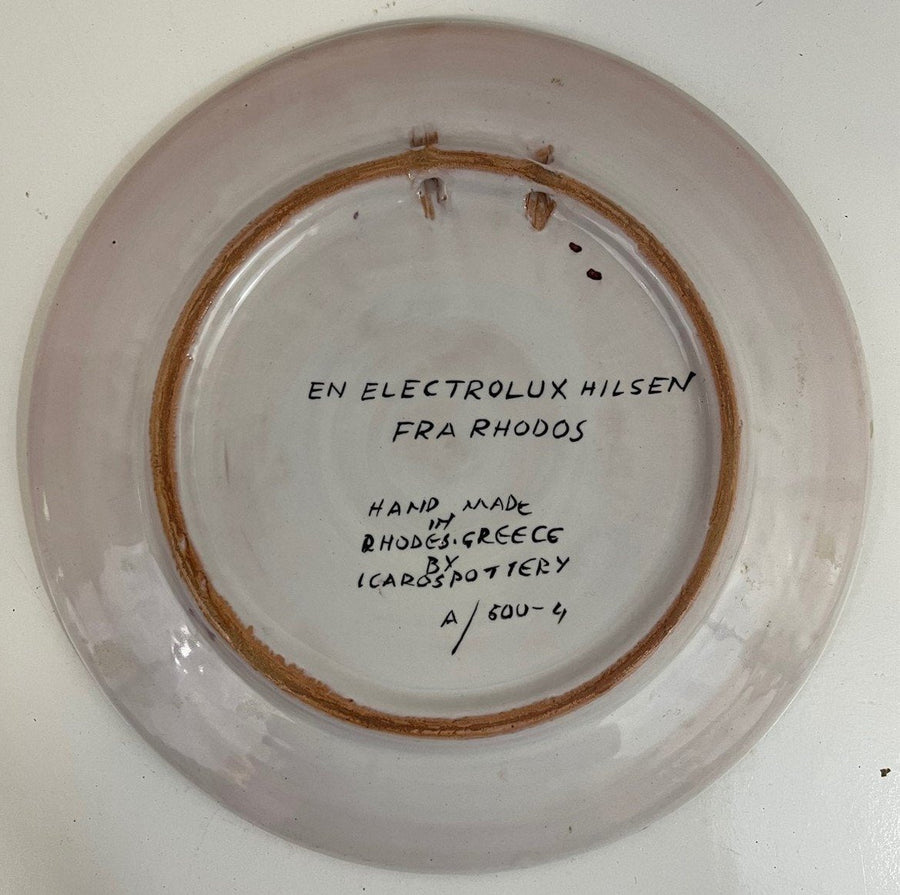 Vintage Icaros Rhodes Pottery Deer Hand Painted Plate