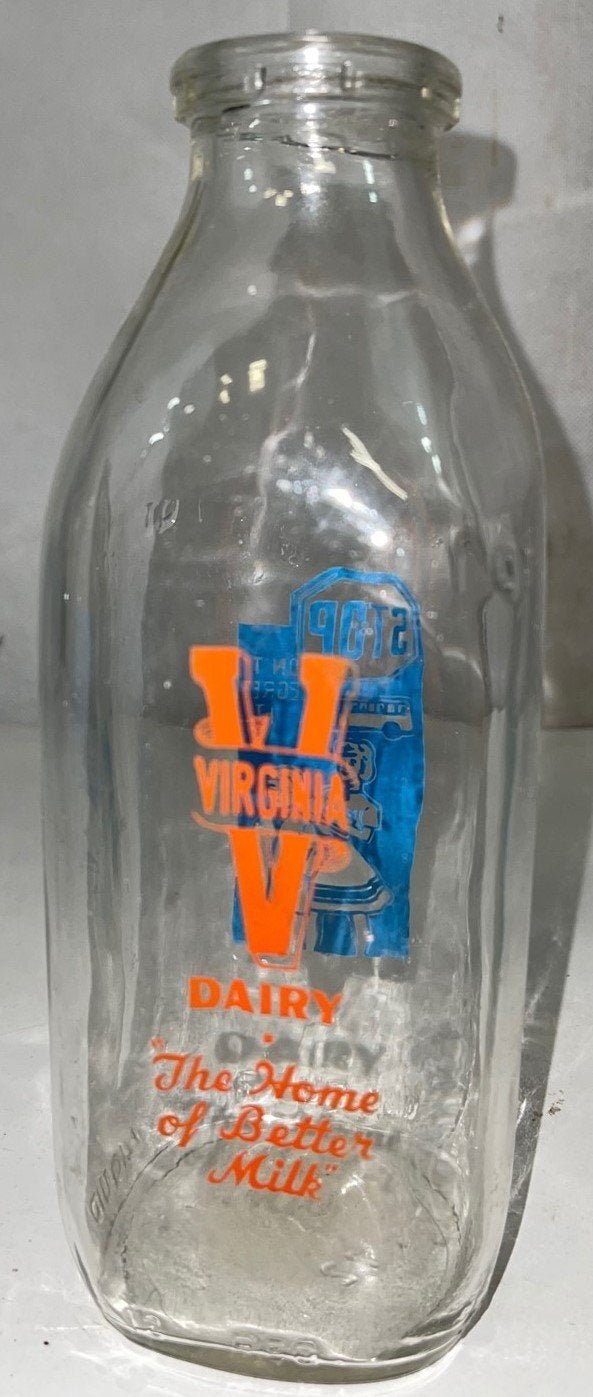 Vintage Virginia Dairy Home of the Better Milk Glass Bottle