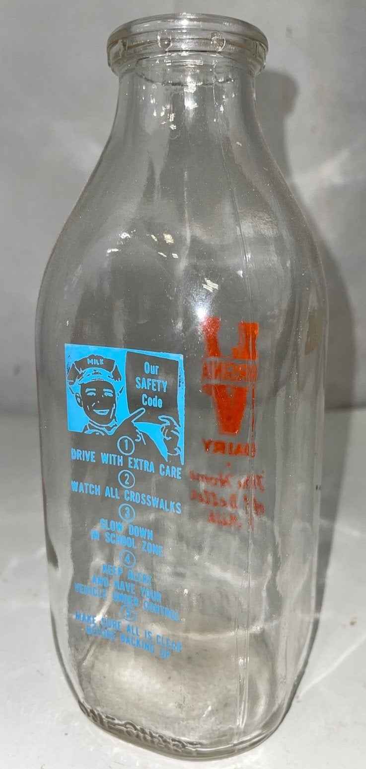 Vintage Home of the Better Milk Virginia Dairy Glass Milk Bottle