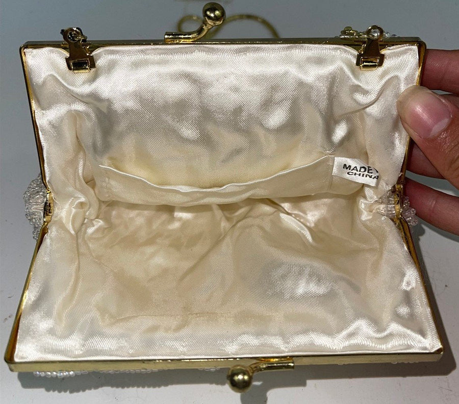Vintage Magid White Beaded Seashell Shaped Purse Handbag