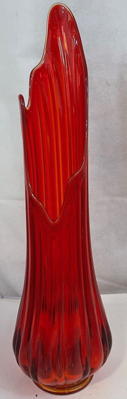 Vintage Amberlina Mid Century Modern Red Art Glass Vase L.E. Smith ?