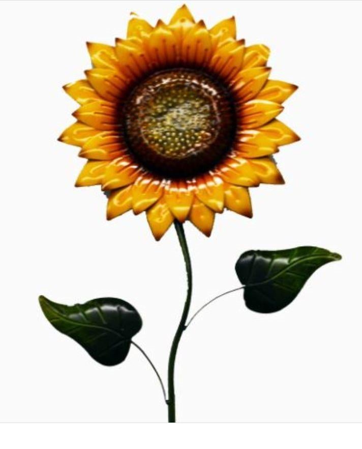 62 inch tall Metal Sunflower on Pole with Leaves