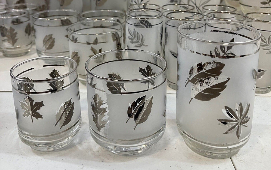 Vintage Libbey Glass Company Silver Leaf Glassware 68 Piece Set