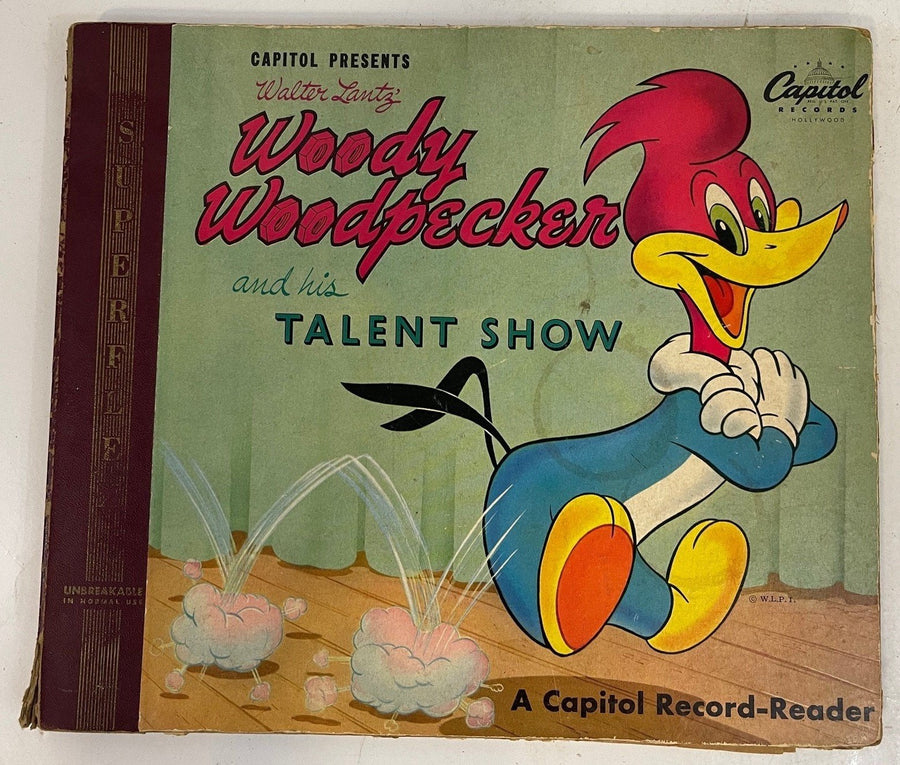 Vintage Woody Woodpecker Talent Show Vinyl Record Album Children's Book