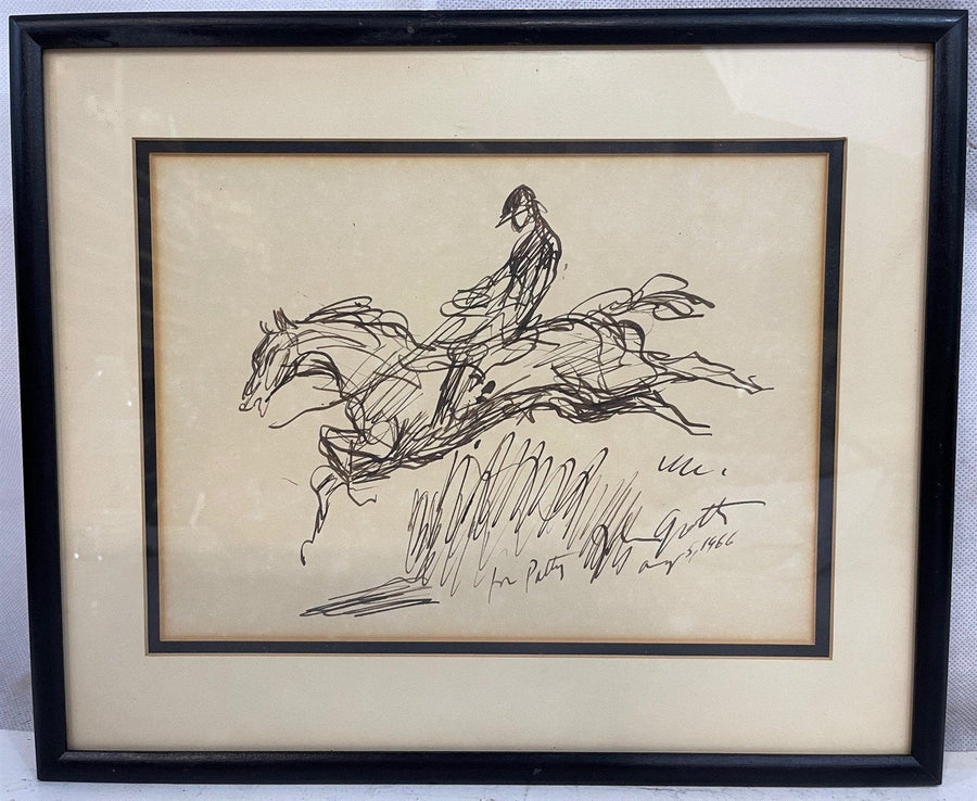 Vintage 1966 John Groth Horse Show Etched Signed Picture Framed
