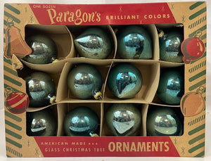Vintage Paragon Blue Mercury Glass Teardrop Christmas Tree Ornaments