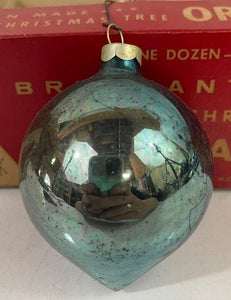 Vintage Paragon Blue Mercury Glass Teardrop Christmas Tree Ornaments