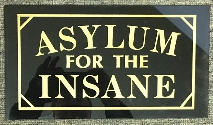 Asylum for Insane Antique Jalousie Glass Medical Hospital Sign