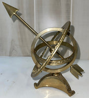 Vintage Brass Sundial Compass Armillary Arrow w/ Base