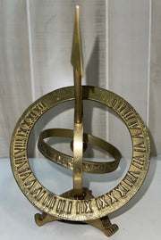 Vintage Brass Sundial Compass Armillary Arrow w/ Base