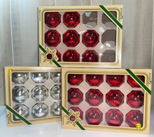 Load image into Gallery viewer, Vintage Pyramid Christmas Glass Ball Ornaments Red Silver Lot