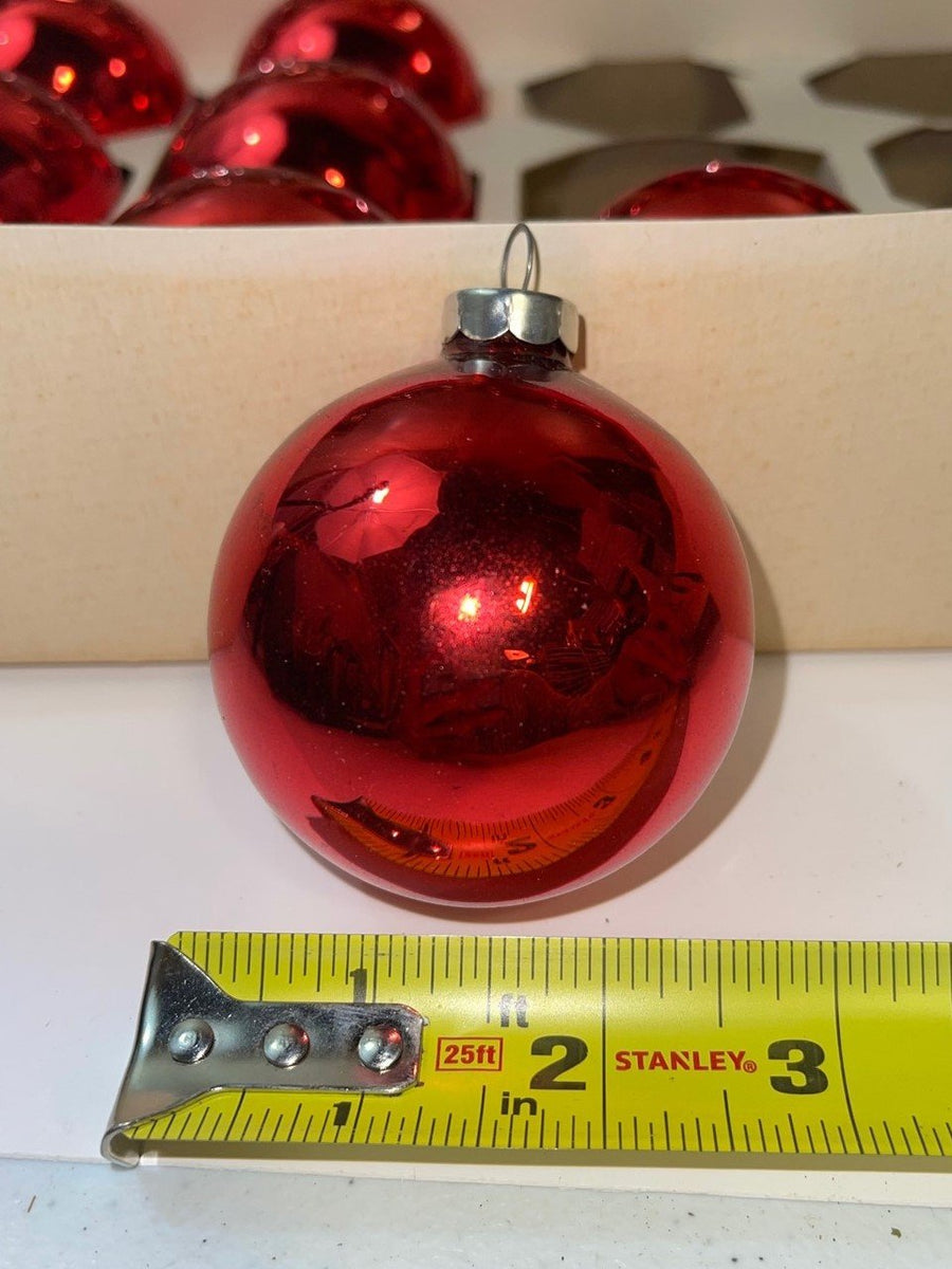 Vintage Pyramid Christmas Glass Ball Ornaments Red Silver Lot