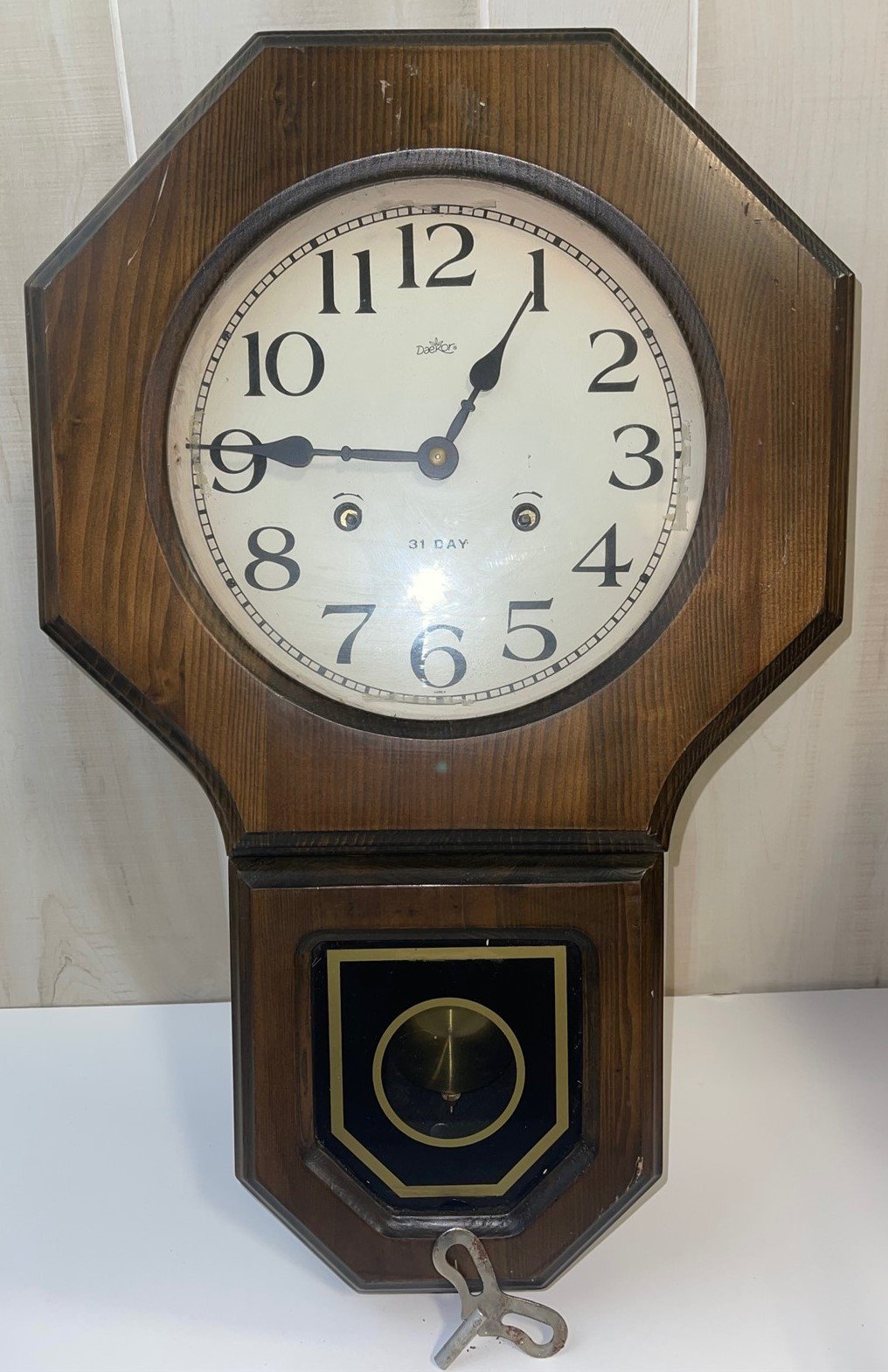 Vintage Daekor Large Solid Wood Pendulum 31 Day Wall Clock