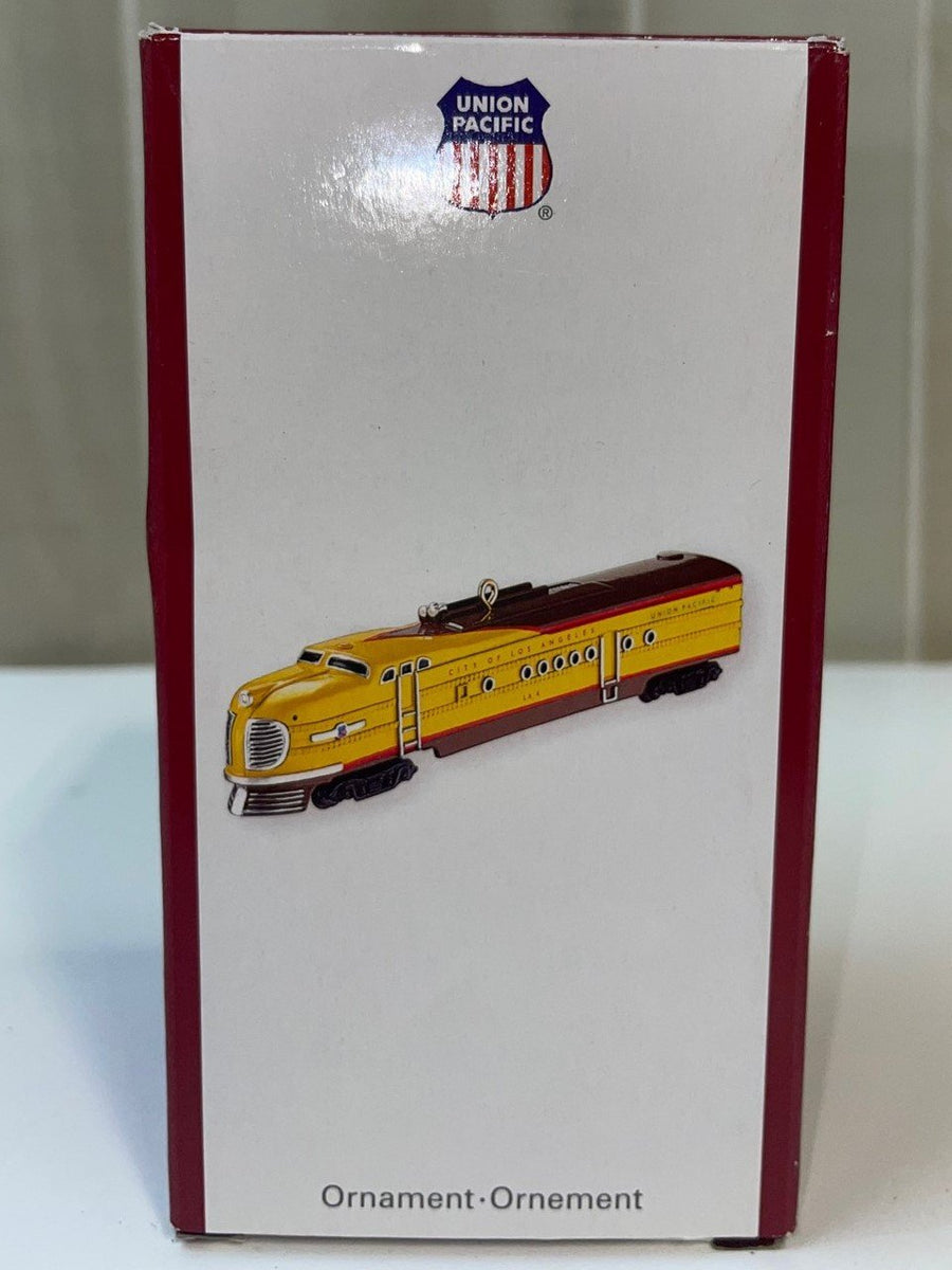 New Vintage Union Pacific Railroad Locomotive Yellow Train Christmas Ornament