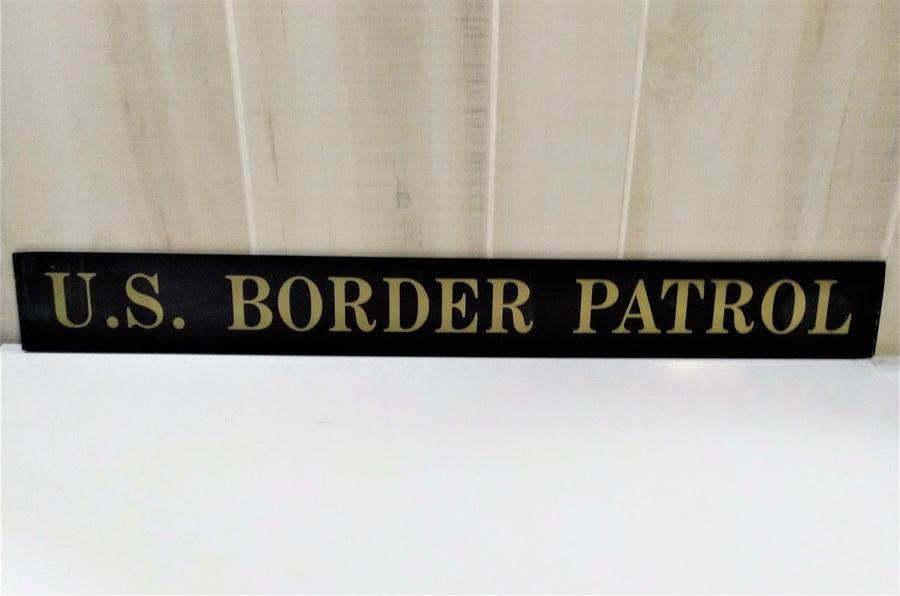 US Border Patrol Black Gold Antique Jealousy Glass Sign