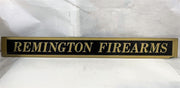 Remington Firearms Gold Trim Antique Jalousie Glass Sign
