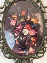 Load image into Gallery viewer, Vintage Floral Made in Italy Metal Framed Wall Art 10 x 6.75 inches