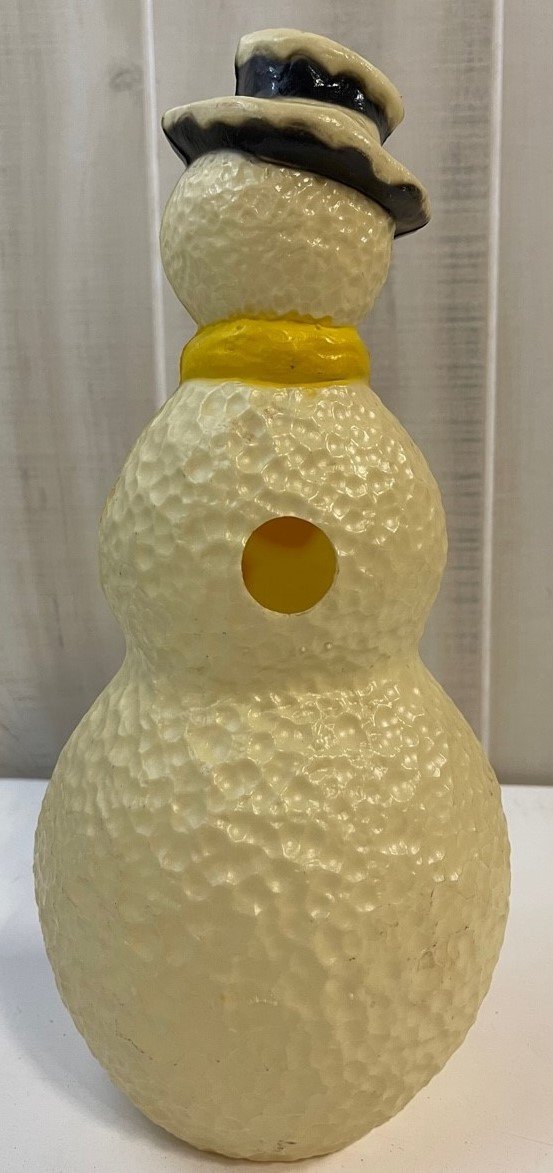 Vintage Union Products Snowman with Broom Plastic Christmas Blow Mold 13 Inch