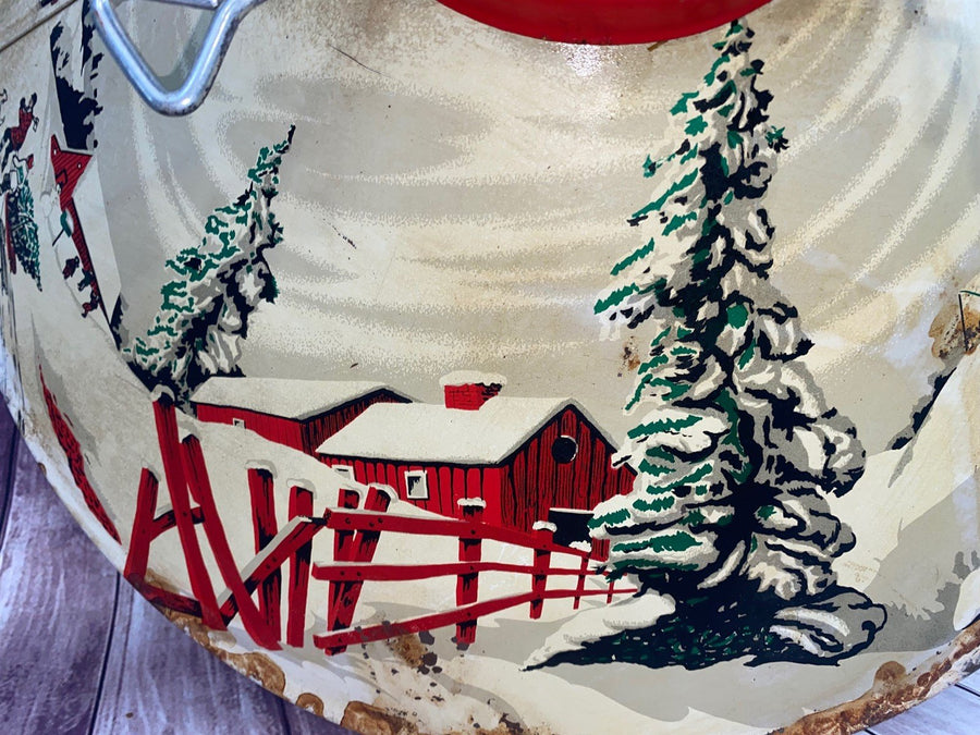 Retro Mid Century Christmas Tree Stand Hand Painted
