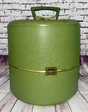1970’s Green Retro Luggage Wig Carryon Case with Styrofoam Head
