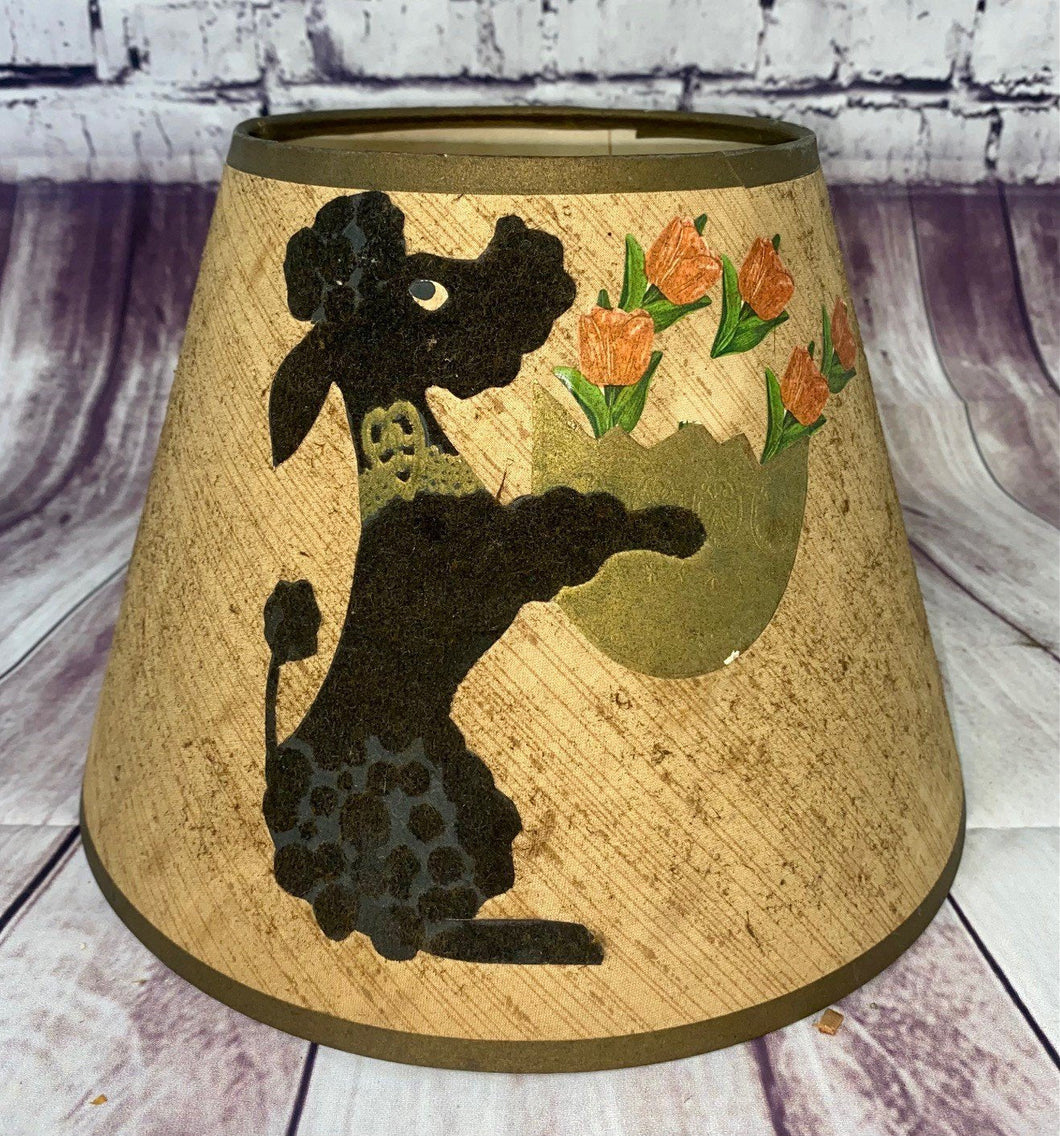 Vintage 1950's Felt Poodle with Flowers Lampshade