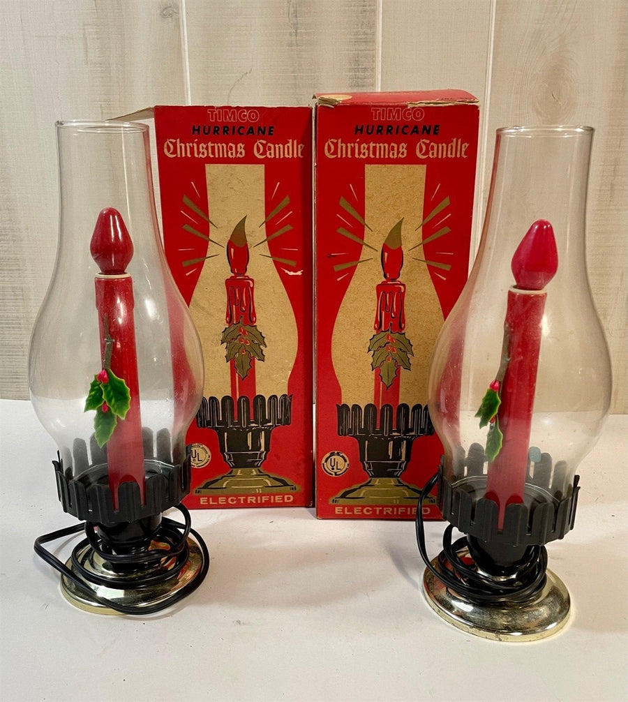 Vintage Mid Century Christmas Candle Lamp Set of 2
