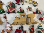 Large Vintage Wooden Christmas Ornament Lot of 18