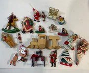 Large Vintage Wooden Christmas Ornament Lot of 18