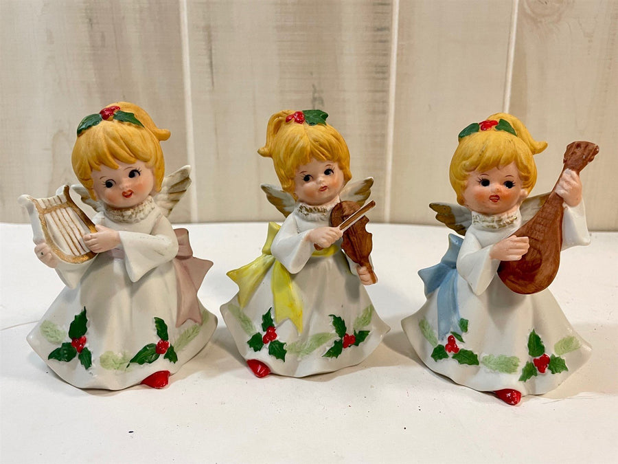 Ceramic Mid Century Vintage Christmas Angel Set of 3
