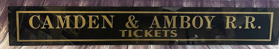 Camden & Amboy RR Railroad Railway Jalousie Glass Ticket Booth Sign